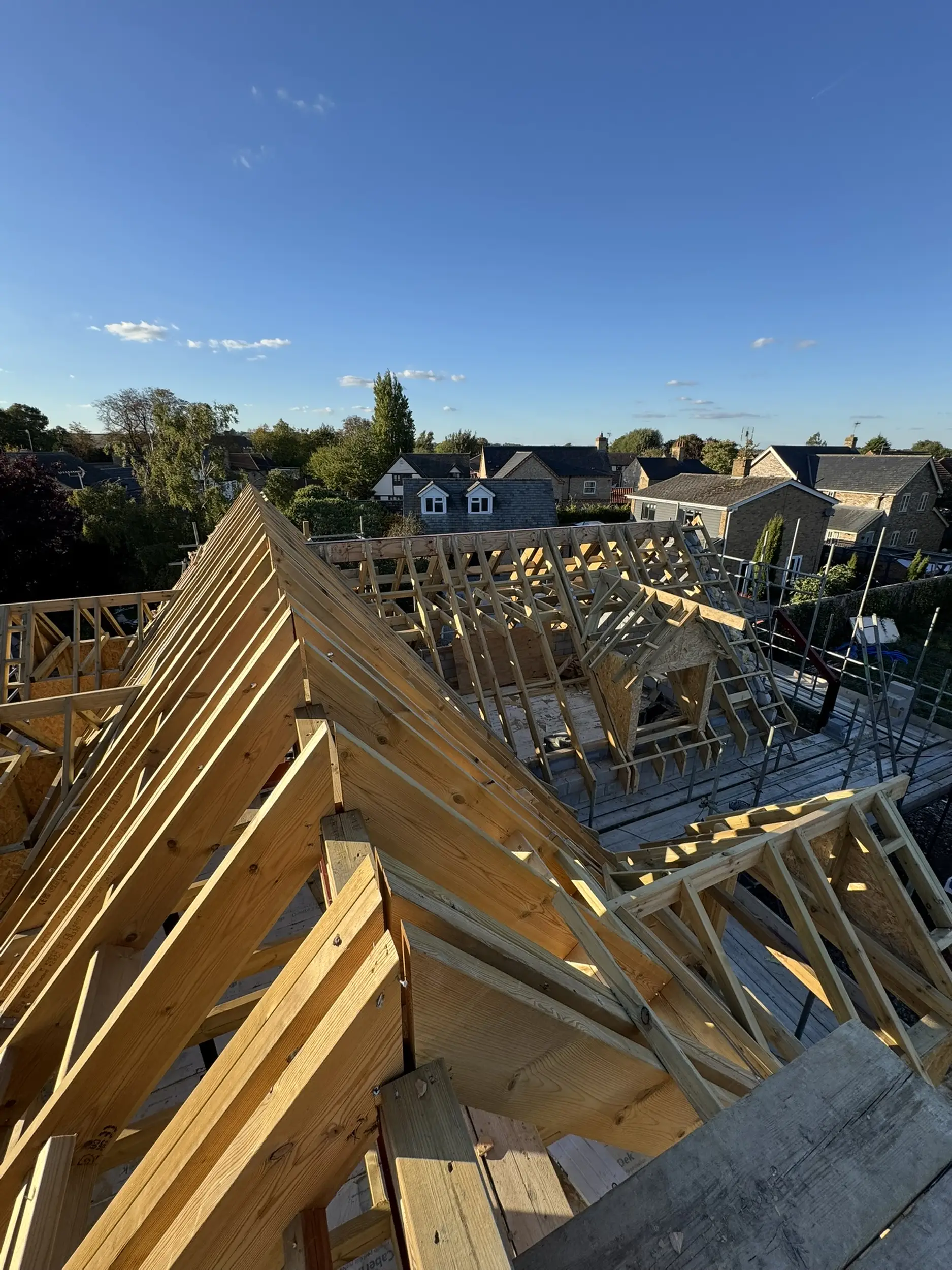 Complex roof carpentry on a new build project